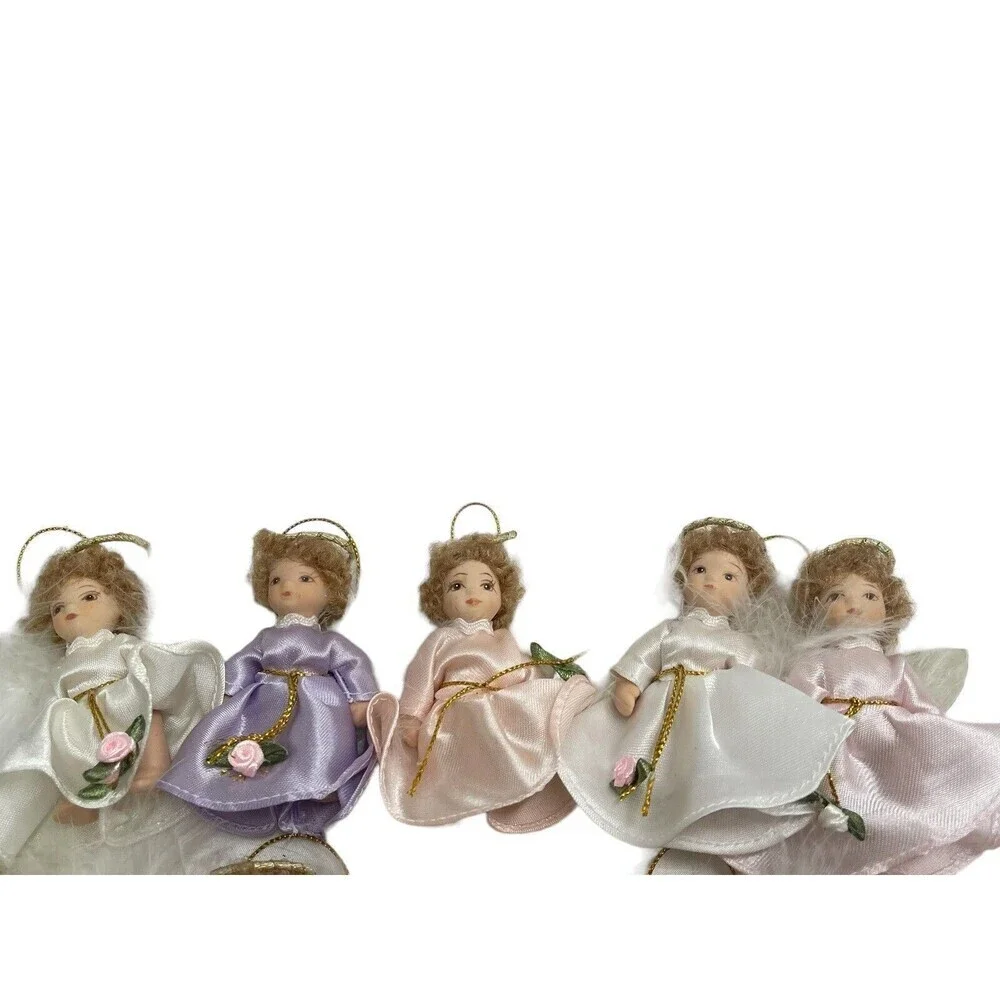 10 Vintage 4” Porcelain Dolls Angels Ornament Christmas Xmas Tree